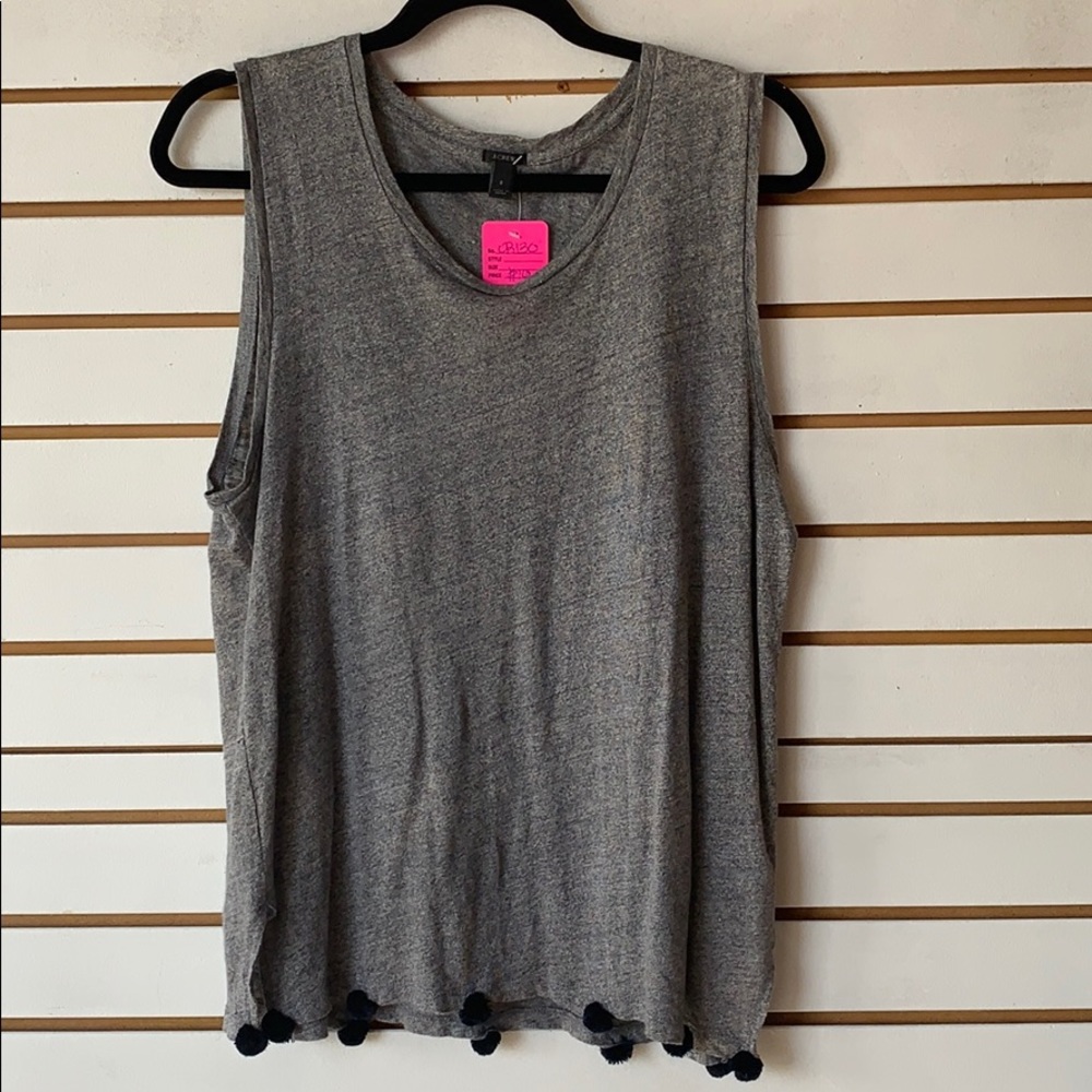 J.Crew top size small blue pompoms